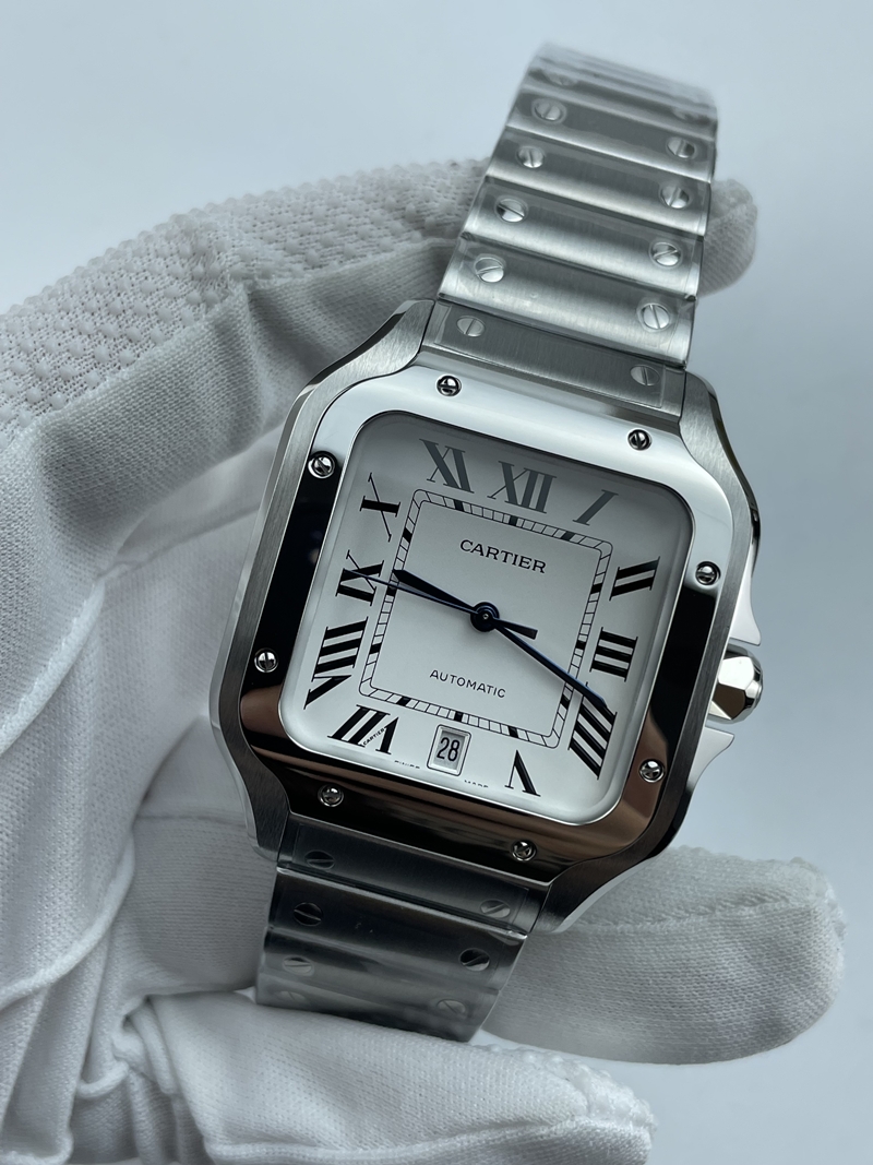 (준비완료/특급배송)NO.3565/BV공장 까르띠에 산토스 40MM 2018 스틸 화이트다이얼 브슬